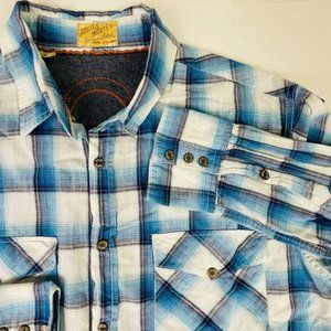 Jaghs Steel Button‎ Down Blue Plaid Long Sleeve Dress Shirt Men’s XXL EXCELLENT